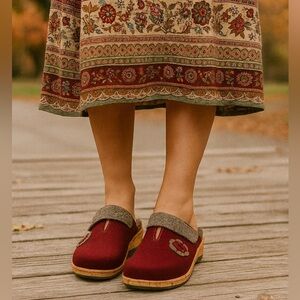 Fidelio Softline Women's Woolfelt Adriane Mule - Bordo